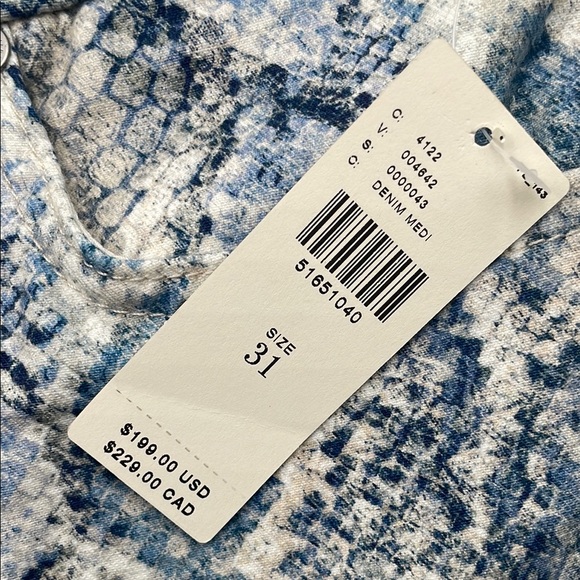 7 For All Mankind NEW Indigo Snakeskin Python Stretch Skinny Jeans NWT SZ 31 - Picture 7 of 11